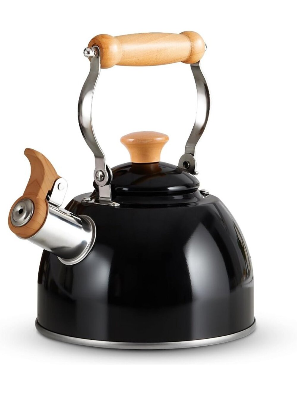 ROCKURWOK 1.6 Quart Black Whistling Tea Kettle Stainless Steel Stovetop Tea Pot